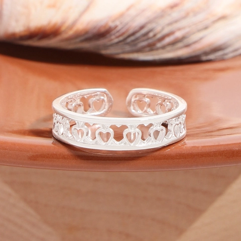 Bague Ajustable Cœur Évidé en Argent Sterling 925 Pour Femme Style Ins Romantique Bague Ouverte Bijoux Versatiles Cadeau