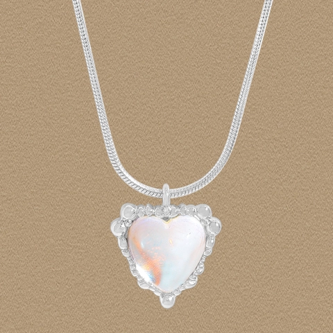 S925 Sterlingsilber Herz Anhänger Halskette Für Damen Irisierender Strass Mondstein Stil Schlangenknochenkette Schmuck Geschenk