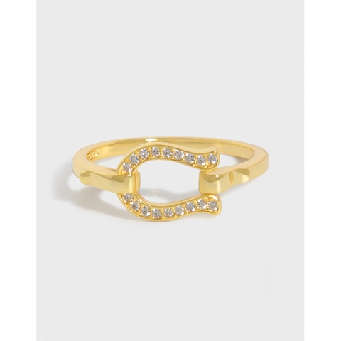 Anello a Ferro di Cavallo in Argento Sterling 925 per Donna Minimalista con Intarsio in Zirconia Anello al Dito a Forma di U Gioielli di Lusso Stile INS Regalo