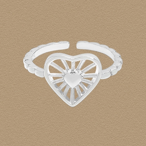 925 Sterling Zilver Stralend Hart Open Ring Voor Vrouwen Ins Stijl Hartvormige Verstelbare Zilveren Vingerring Sieraden