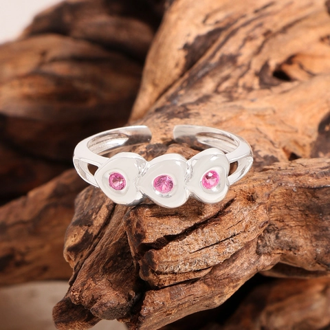 S925 Sterlingsilber Rosa Herzring Verstellbar Drei Herz Strass Eingelegt Offener Fingerring Damen Koreanischer Schmuck