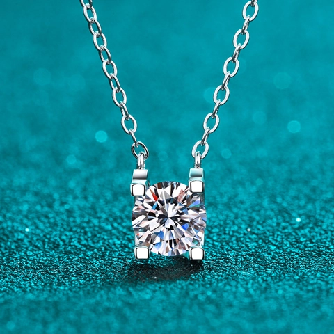 Collana con Ciondolo in Moissanite in Argento Sterling 925 per Donna Placcato in Oro Bianco Rosa Catena per Clavicola in Zirconia Regalo Gioielli