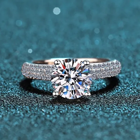 S925 Sterling Silver Moissanite Ring For Women Crown Flower Four Prong Setting Zirconia Wedding Anniversary Band Jewelry Gift
