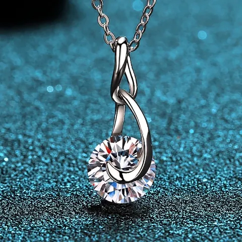 Elegante Collana Con Ciondolo a Goccia in Argento Sterling 925 per Donna Moissanite Zirconia Catena a Clavicola Gioielli Regalo Lucido