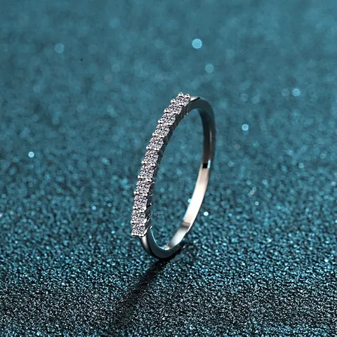 S925 Sterling Zilveren Moissaniet Ring voor Dames Half Eternity Zirconia Band Verlovingscadeau Retro Hofstijl Sieraden Ring