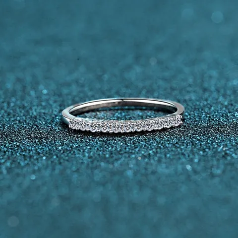 S925 Sterling Zilveren Moissaniet Ring voor Dames Half Eternity Zirconia Band Verlovingscadeau Retro Hofstijl Sieraden Ring