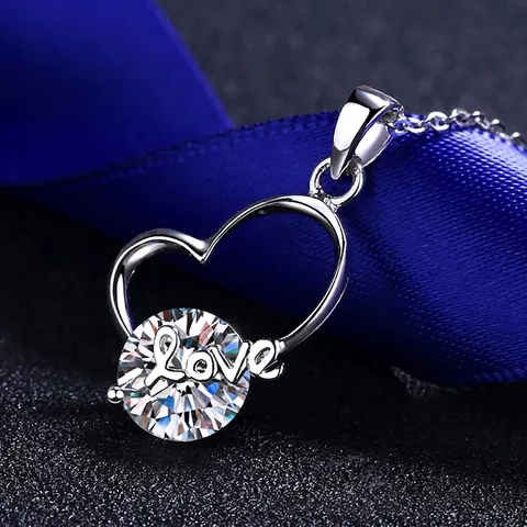 Collana Con Ciondolo a Cuore in Argento Sterling 925 Per Donna Moissanite Zirconia Lettera LOVE Gioielli Alla Moda Regalo Con Scatola
