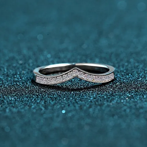 925 Sterling Zilver Moissaniet V-Vormige Wishbone Ring Voor Vrouwen Zirkonia Rij Ring Bruiloft Verloving Fijne Sieraden Cadeau