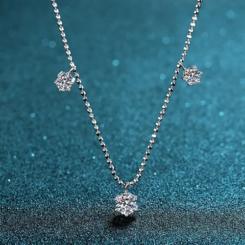 925 Sterling Silver Moissanite Zirconia Necklace For Women Six Claw Starry Multi Stone Pendant Necklace Luxurious Party Jewelry
