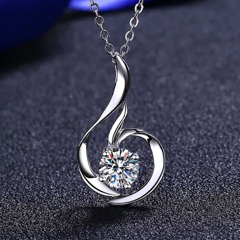 925 Sterlingsilber Moissanit Zirkonia Anhänger Kette Für Damen Schwan Spirale Design Elegante Schlüsselbeinkette Schmuck Geschenk