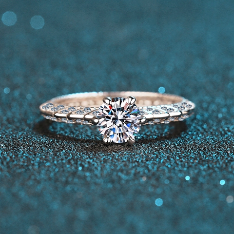 925 Sterling Zilver Moissaniet Zirkonia Ring Voor Vrouwen Klassieke Zes Klauw Verloving Trouwring Gedraaide Gevlochten Band Luxe Sieraden