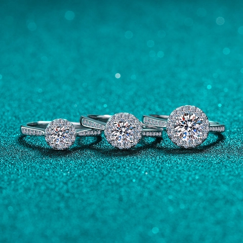 S925 Sterlingsilber Moissanit Ring Für Damen Rundschliff Halo Ring Funkelnde Zirkonia Verlobung Hochzeit Schmuck