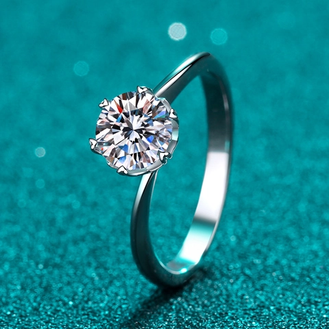 925 Sterlingsilber Moissanit Zirkonia Ring Klassische Sechs-Krallen Schneeflocke Eingelegt Verlobung Hochzeit Damen Schmuck