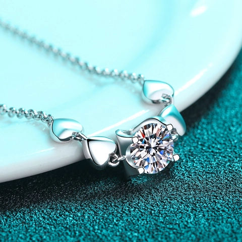 Luxe S925 Sterling Zilver Hart Moissaniet Armband Voor Vrouwen Fonkelende Zirconia Verstelbare Ketting Zoete Bruiloft Feest Sieraden Cadeau