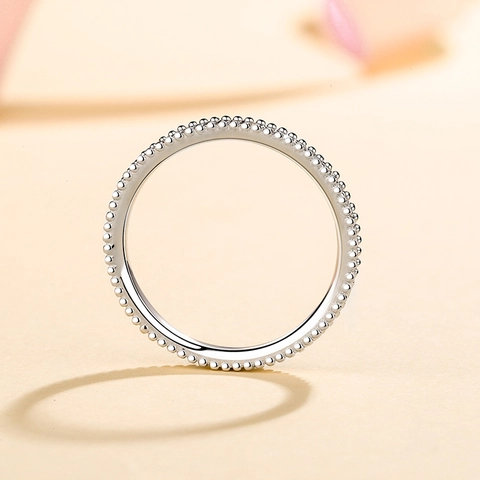 925 Sterling Zilver Moissaniet Eternity Ring Voor Vrouwen Vintage Milgrain Kralen Rij Moissaniet Zirconia Ingelegde Stapelbare Ring Sieraden