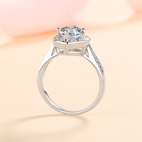 S925 Sterling Zilveren Hart Moissaniet Ring Voor Dames Glinsterende Rond Geslepen Zirconia Verlovingsring Luxe Huwelijkssieraden