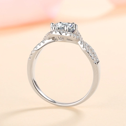 S925 Sterlingsilber Moissanit Ring Für Damen Rundschliff Zirkonia Infinity Twist Ehering Verlobungsring Schmuck