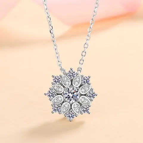 S925 Sterling Silver Sunflower Moissanite Pendant Necklace For Women 0.5ct Moissanite Zirconia Sparkling Floral Jewelry Gift