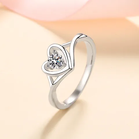 925 Sterlingsilber Herz Ring Für Damen Elegant Moissanit Zirkonia Eingelegter Fingerring Romantischer Hochzeitsschmuck Geschenk