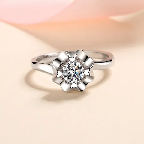 Anillo de Plata de Ley 925 Moissanita Circonia Corazón Garra Flor Elegante Boda Aniversario Promesa Dedo Para Mujer