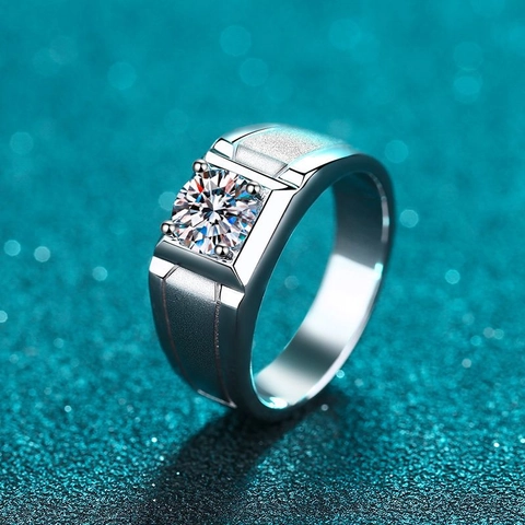 925 Sterling Silver Pyramid Moissanite Ring For Men Geometric Minimalist Polished Fashion Jewelry Engagement Gift