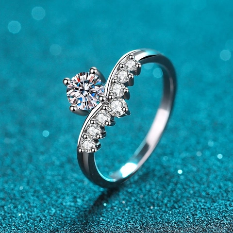 Bague Couronne Élégante en Argent Sterling 925 pour Femme Style Princesse avec Moissanite et Zirconia Bijoux de Mode