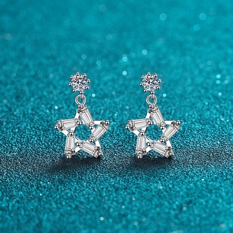 Orecchini a Bottone a Stella in Argento Sterling S925 per Donna Orecchini Pendenti a Stella a Cinque Punte Minimalisti Gioielli Regalo