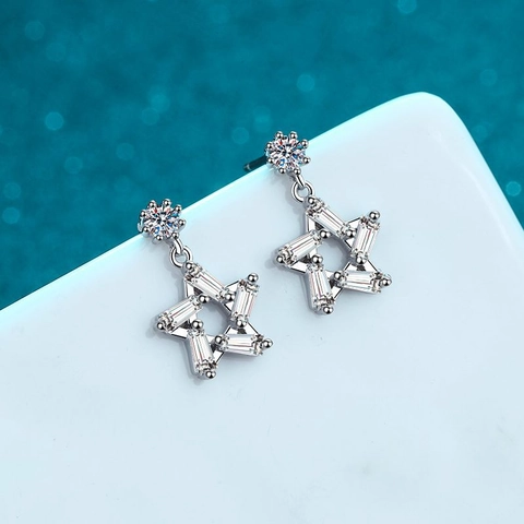 Orecchini a Bottone a Stella in Argento Sterling S925 per Donna Orecchini Pendenti a Stella a Cinque Punte Minimalisti Gioielli Regalo