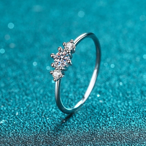 925 Sterlingsilber Moissanit Ring Für Damen Drei Stein Hochzeit Verlobungsring Elegant Mode Schmuck Fingerring
