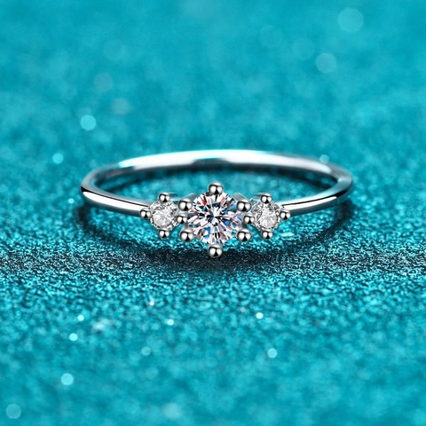 925 Sterlingsilber Moissanit Ring Für Damen Drei Stein Hochzeit Verlobungsring Elegant Mode Schmuck Fingerring