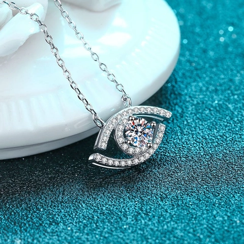 Collana con Pendente Malocchio in Argento Sterling 925 per Donna Moissanite Zirconia Catena a Cavo Raffinata Gioielli da Pendolare di Lusso