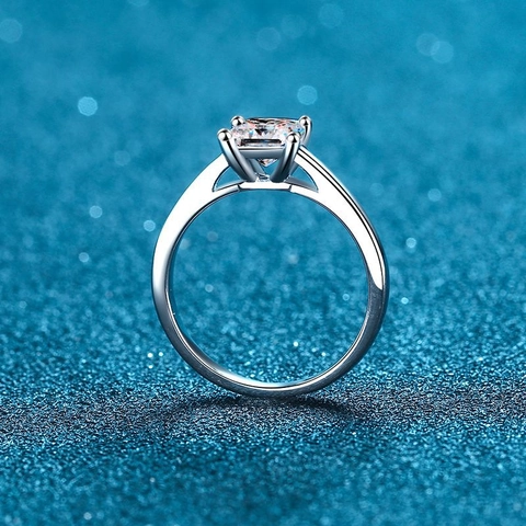 S925 Sterling Zilver Prinsesslijp Moissaniet Ring Vierkant Zirconia Vier-Klauw Solitairering Voor Vrouwen Verloving Bruiloft Mode Sieraden