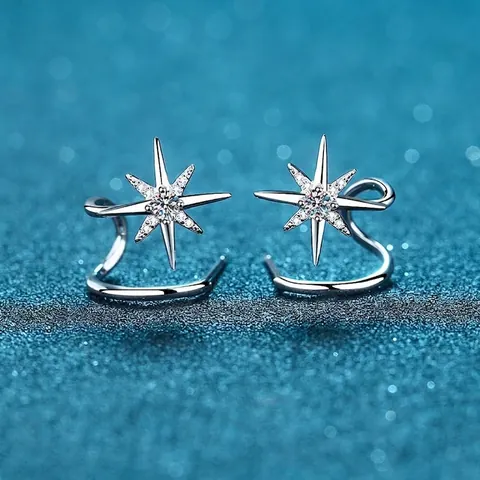 Boucles d'Oreilles Clous en Argent Sterling 925 Avec Moissanite et Strass pour Femmes Bijoux de Luxe Vintage Argent