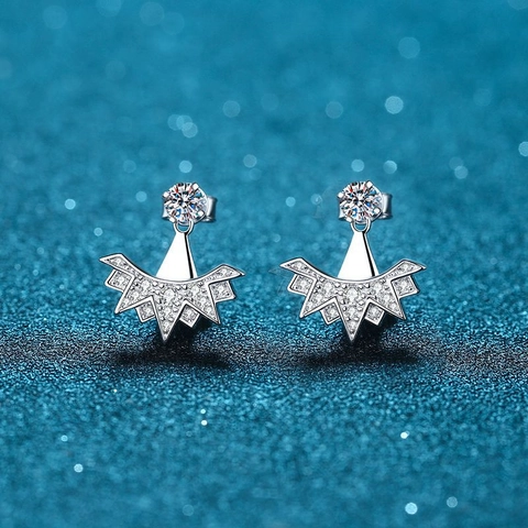 Lussuosi Orecchini a Bottone in Argento Sterling 925 con Moissanite a Fiocco di Neve per Donna Eleganti Gioielli Geometrici