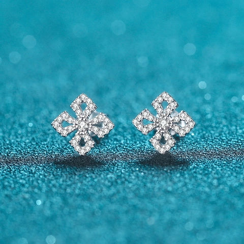 925 Sterling Silver Moissanite Flower Stud Earrings With Freshwater Pearl Drop Elegant Women Wedding Jewelry White Gold Plated