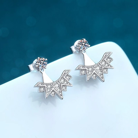 Lussuosi Orecchini a Bottone in Argento Sterling 925 con Moissanite a Fiocco di Neve per Donna Eleganti Gioielli Geometrici