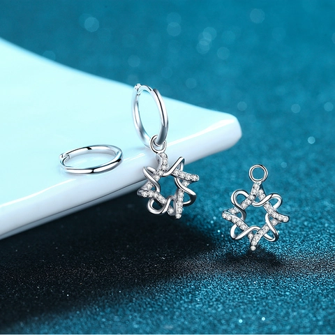 925 Sterling Silver Moissanite Drop Earrings For Women Geometric Hexagram Star Hoop Earrings Sparkling Fine Jewelry Gift