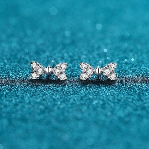 925 Sterling Silver Moissanite Freshwater Pearl Bowknot Heart Stud Earrings For Women Elegant Bow Earrings Fine Jewelry Gift