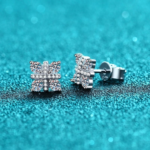 Pendientes de Botón de Plata de Ley 925 y Moissanita Mujer Nudo de la Paz Micro Incrustado Joyería de Lujo Regalo Para Ella