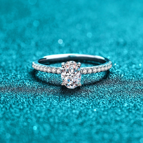 S925 Sterling Silver Oval Cut Moissanite Ring For Women Sparkling Zirconia Engagement Wedding Band Classic Jewelry Accessories