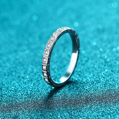 Bague Éternité en Argent Sterling 925 avec Moissanite Pour Femmes Demi-Cercle Pavé Bijoux Mariage Anniversaire