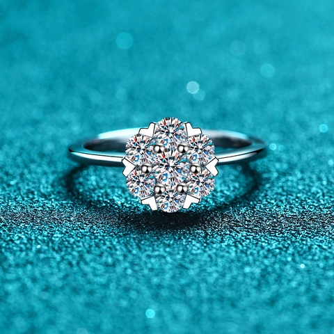 925 Sterling Silver Moissanite Ring For Women Six Prong Heart Setting Flower Shape Wedding Engagement Jewelry Finger Ring