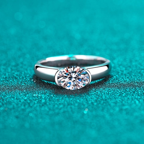 925 Sterling Silver 1.5ct Oval Moissanite Ring Minimalist European Style Solitaire Engagement Wedding Ring For Women Jewelry