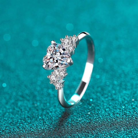 925 Sterling Zilveren Hart Moissanit Ring Voor Vrouwen Sprankelende Zirkonia Trouwring Mode Hip Hop Sieraden Cadeau
