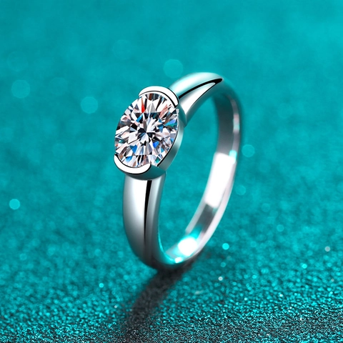 925 Sterling Silver 1.5ct Oval Moissanite Ring Minimalist European Style Solitaire Engagement Wedding Ring For Women Jewelry