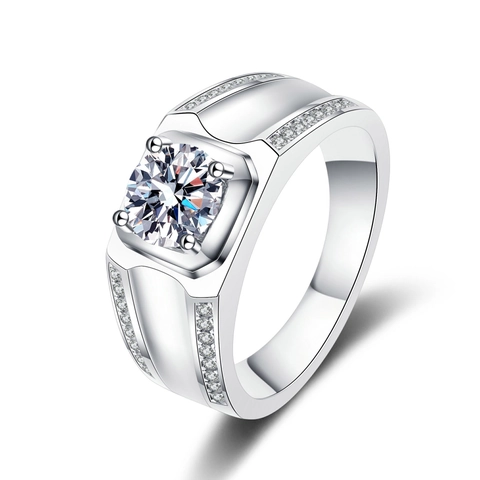 925 Sterlingsilber Moissanit Ring Für Herren Galvanisierter Dominanter Geometrischer Fingerring Luxuriöser Party Schmuck Geschenk