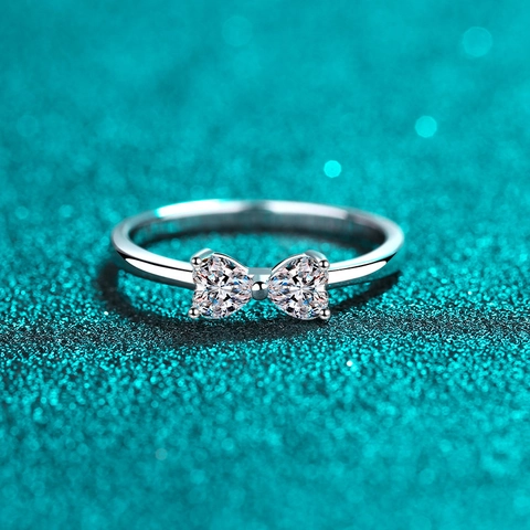 S925 Sterlingsilber Ring Für Damen Herz Moissanit Schleife Ring Eleganter Romantischer Jubiläums Fingerring Schmuck Valentin Geschenk