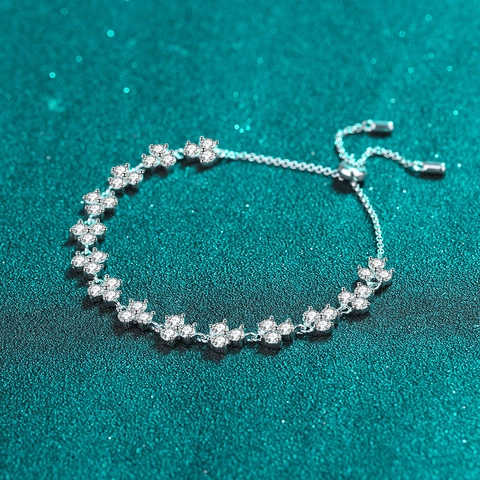 925 Sterlingsilber Moissanit Armband Für Damen Glücksklee Verstellbares Bolero Armband Funkelnder Schmuck Geschenk Für Damen