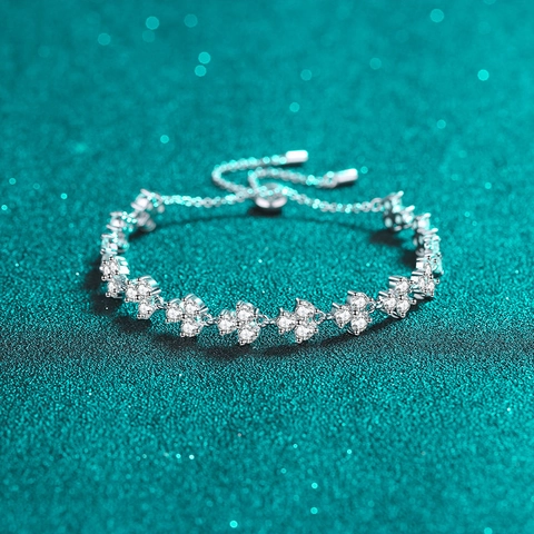 925 Sterlingsilber Moissanit Armband Für Damen Glücksklee Verstellbares Bolero Armband Funkelnder Schmuck Geschenk Für Damen