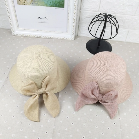 Cappello da Sole in Paglia di Carta Stile Coreano da Donna con Grande Fiocco Elegante Traspirante Pieghevole per Spiaggia Estate
